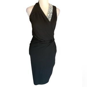 Alexandre Vauthier Rhinestone Beaded Gathered Asymmetrical Neckline Dress Black